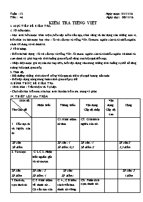 Đề kiểm tra 45p Ngữ văn lớp 6 phần Tiếng việt - Năm học 2016-2017